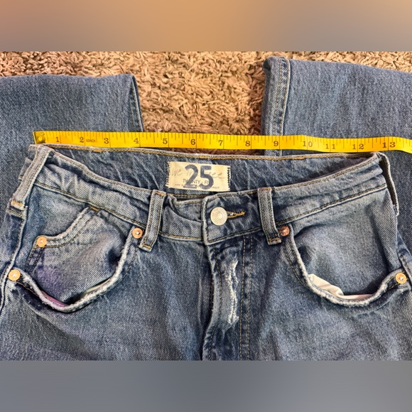 Free People - We the Free - High Rise Straight Jeans, Rigid Vintage Denim Sz 25 - Picture 10 of 12